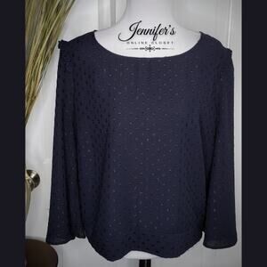 3/$25 Soho New York & Co Jeans Womens' Navy-Blue Swiss Dot Blouse Size XL
